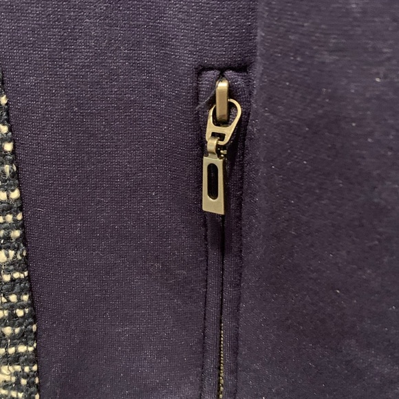 TanJay zip up sweater/jacket  size 18, blue/white with silver specs, 2 pockets - Picture 2 of 14